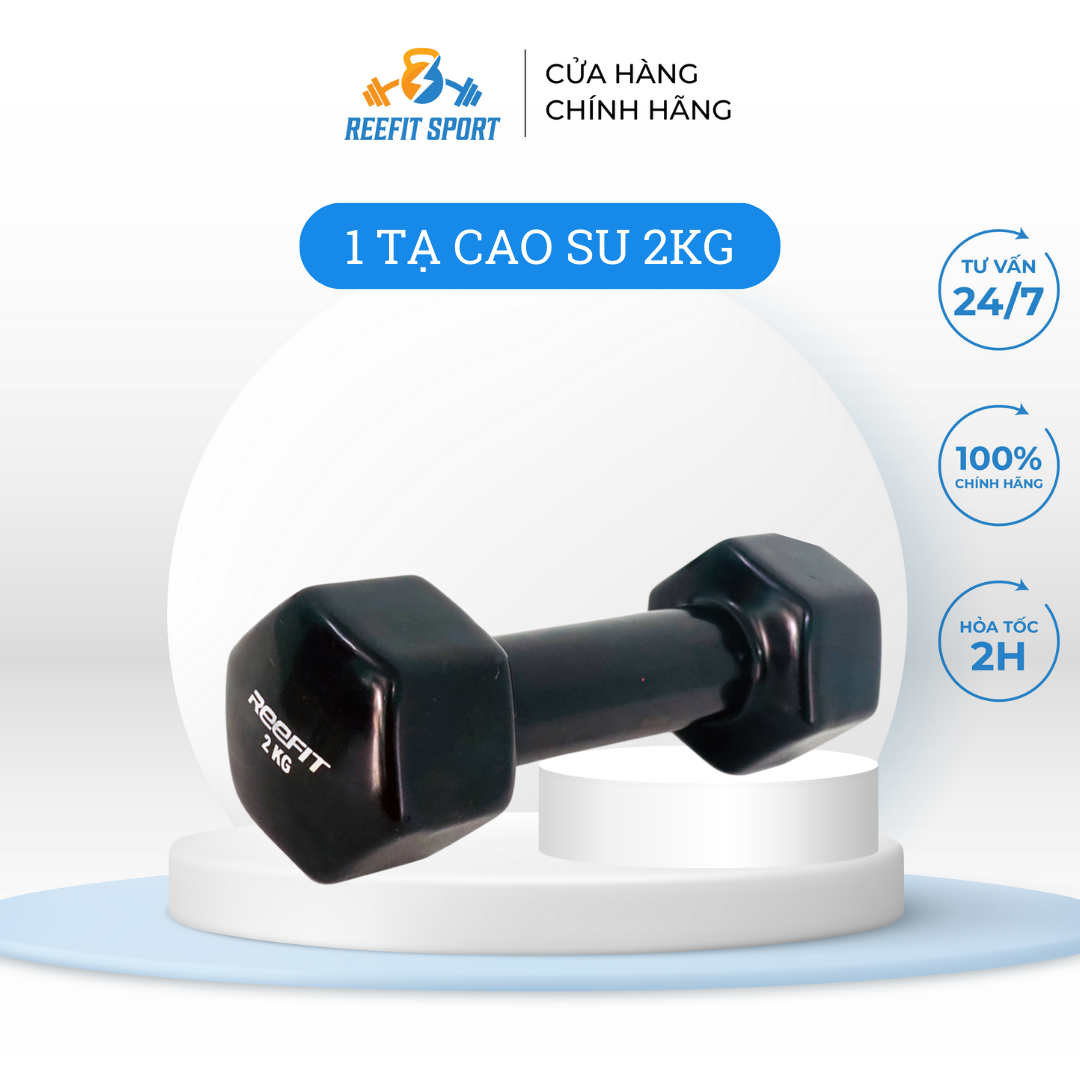 Tạ tay cao su reefit 2kg màu đen