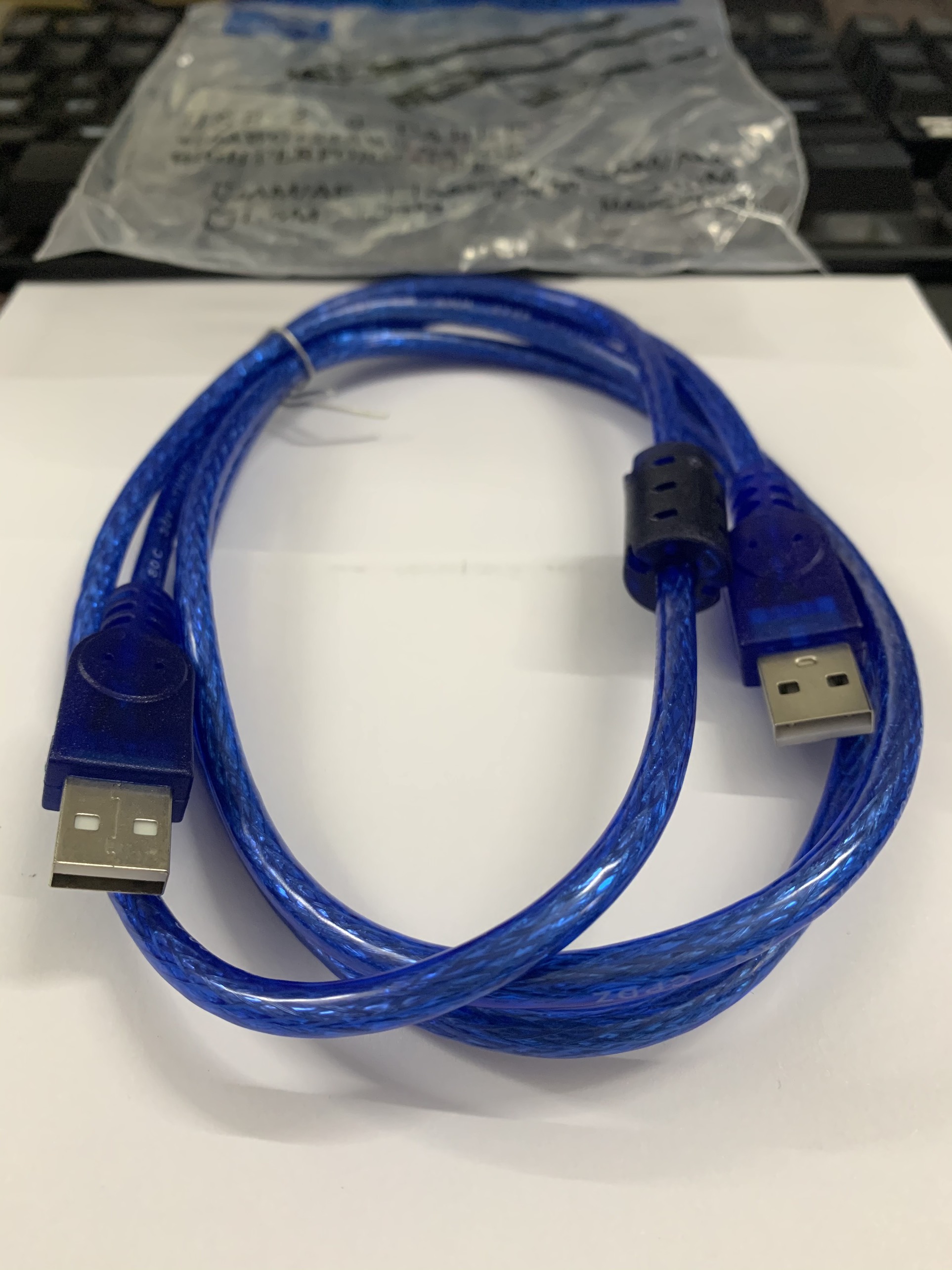 Dây 2 đầu USB Đực 1.5M Chống nhiễu (Xanh) / Cáp 2 đầu USB đực