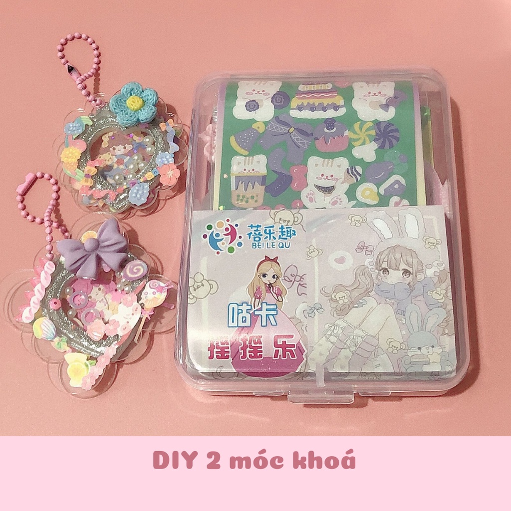 Set DIY trang trí móc khoá khung ảnh tim CuteMe (2 móc khoá/set)