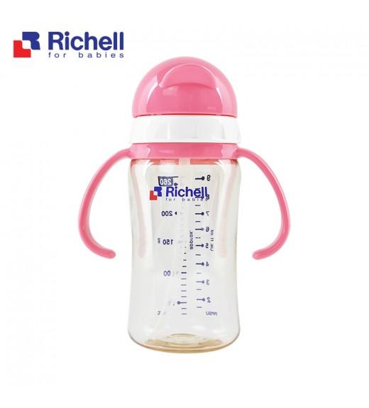 BÌNH ỐNG HÚT PPSU RICHELL (260ML-HỒNG)