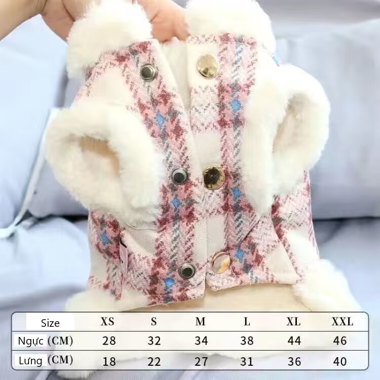 Áo gile lót lông dành cho chó mèo siêu ấm