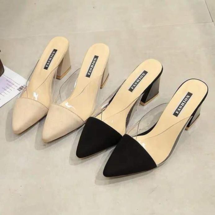 D1 - Giày nữ, sục nữ cao gót mũi nhọn phố mika cao 5cm