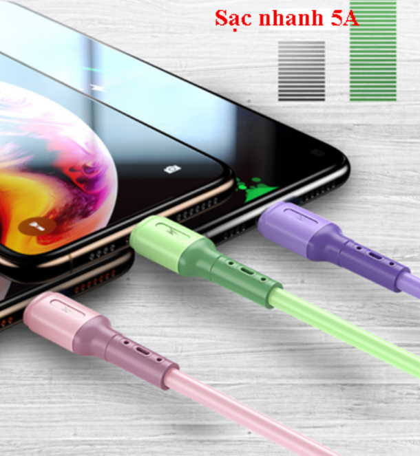 Dây cáp sạc nhanh usb type-c,usb type c,lightning.. dài 1m bằng silicon dành cho android phone