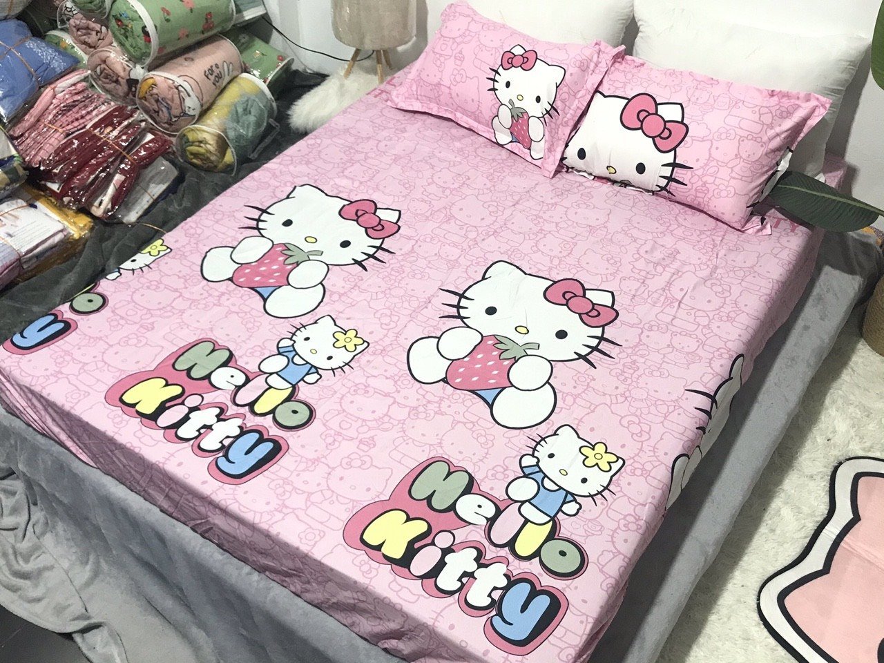 Bộ ga gối cotton poly 3 món họa tiết mẫu doremon đàn