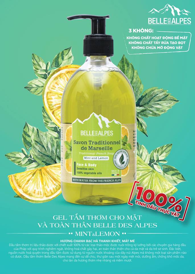 [HCM]Sữa tắm Tinh dầu Organic Pháp Belle Des Alpes