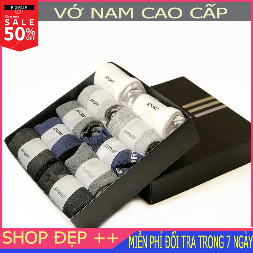 Hộp tất 10 đôi sang trọng, combo 10 đôi tất nam, vớ nam khử mùi hôi