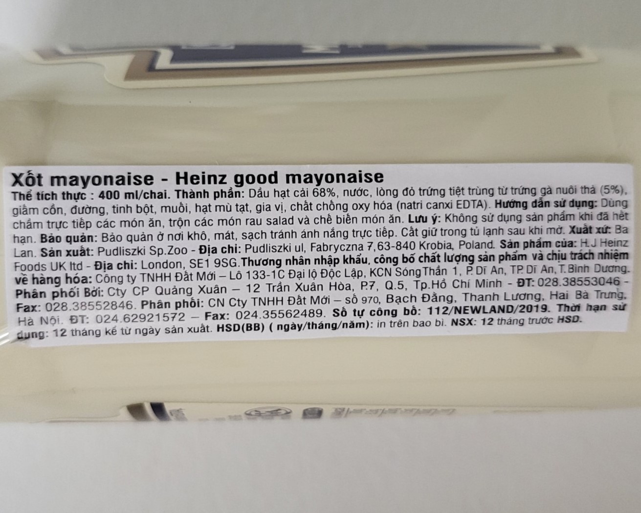 HEINZ (Chai 400ml) SỐT MAYO Seriously Good Mayonnaise 100% free range eggs