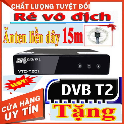 [kèm anten ] Đầu Thu Truyền Hình Kỹ Thuật Số Mặt Đất, Đầu Thu Kỹ Thuật Số DVB VTC T201 Hỗ Trợ Mpeg4 H.264 Vỏ Kim Loại