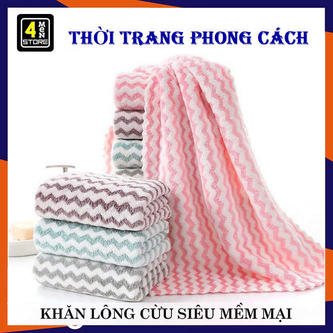 Khăn mặt lông cừu hàn quốc 50x30cm siêu thấm hút loại có dòng kẻ / khăn mặt hàn quốc 50x30cm siêu mền mịn
