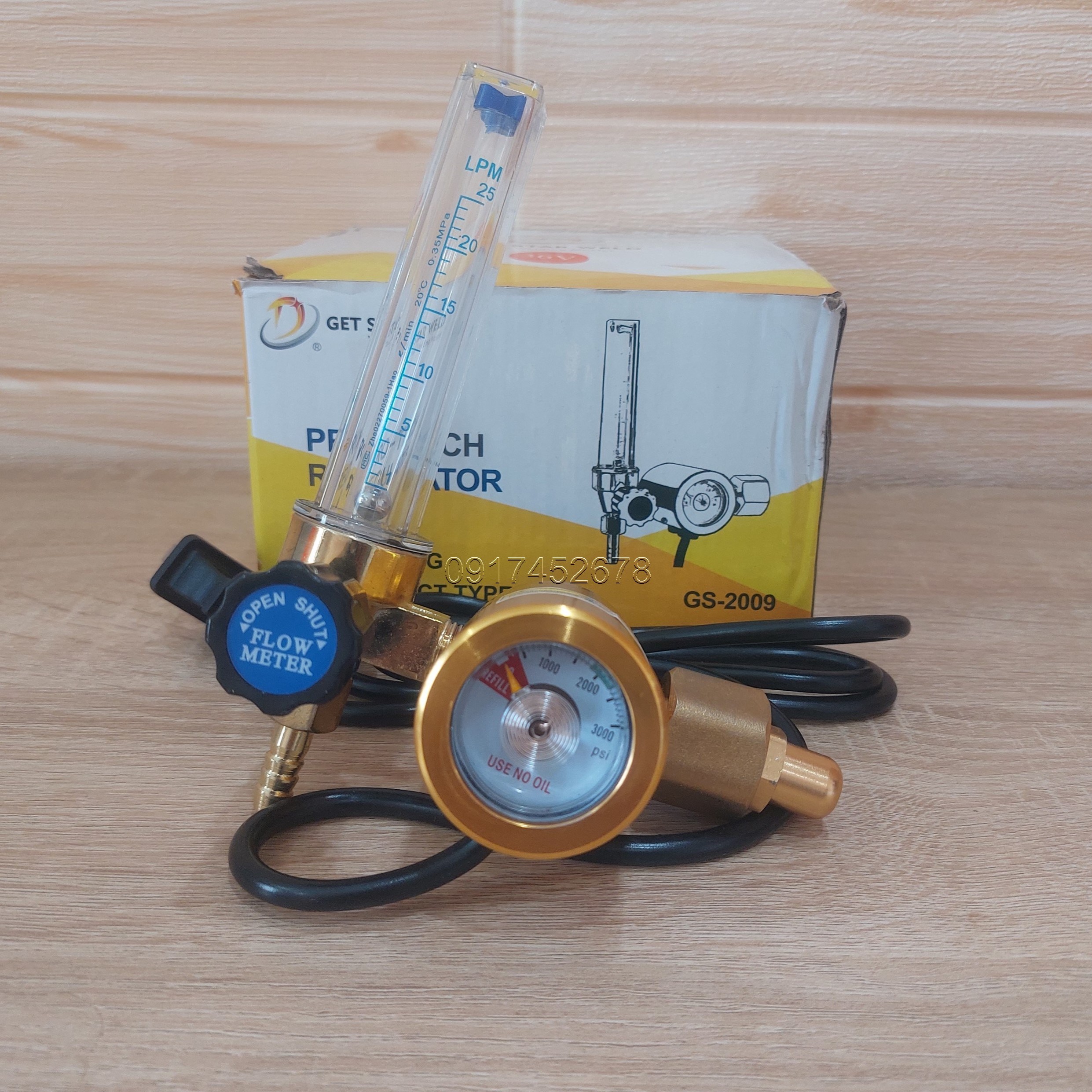 Đồng hồ co2 tiết kiệm khí có cột đo gs-2009-02 - phụ kiện hàn mig/mag