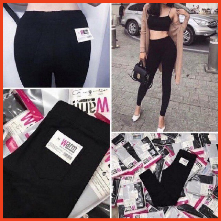 Quần legging  warm 2 túi sau chất dày dặn