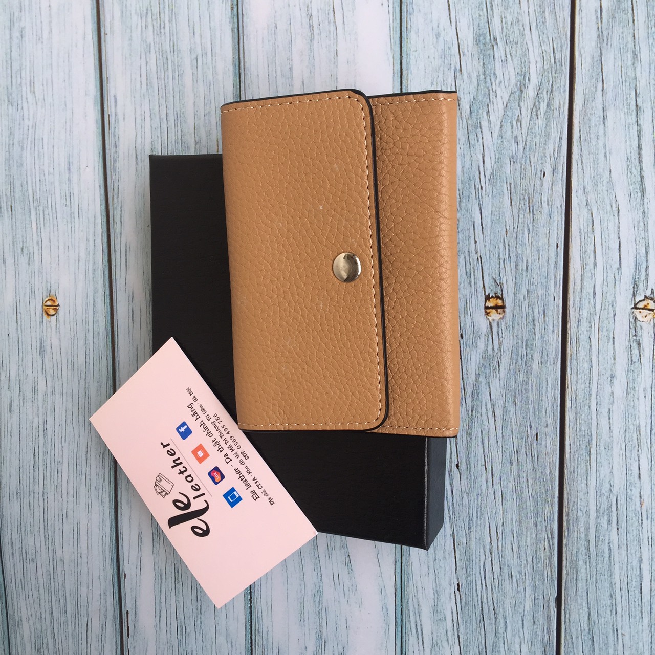 VÍ NỮ mini da thật CHÍNH HÃNG ( may thủ công) full box,