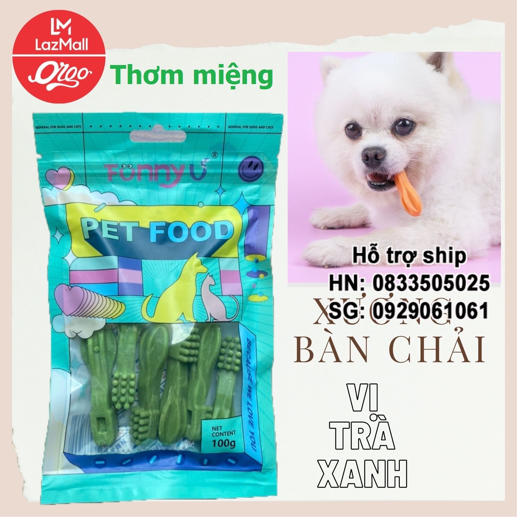 Hanpet - (1Túi) Xương cho chó gặm Xương bàn chải orgo (Thế hệ mới) Trắng răng thơm miệng ngừa sâu răng
