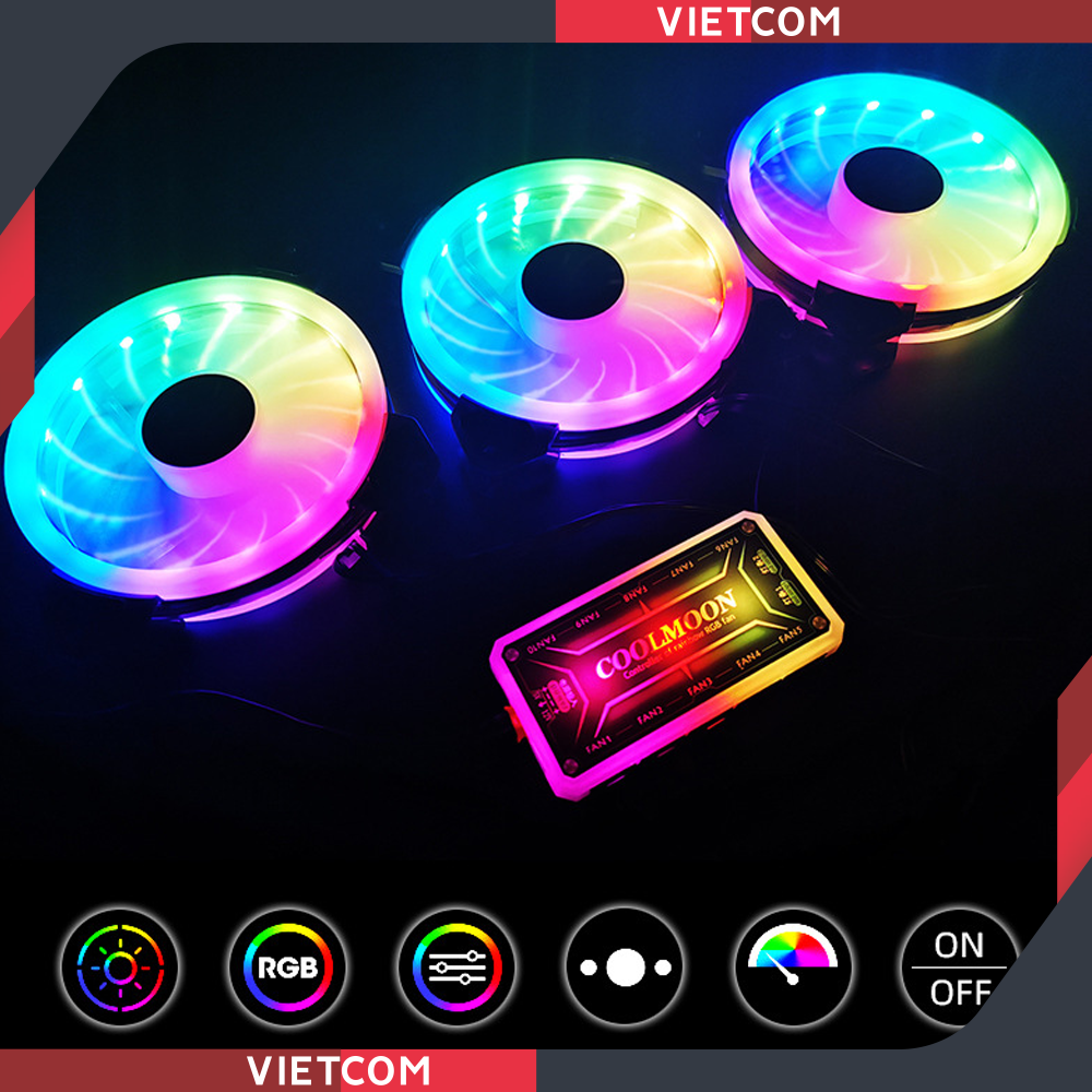 Fan Case Coolmoon X2 - Led RGB - Đồng Bộ Hub Coolmoon