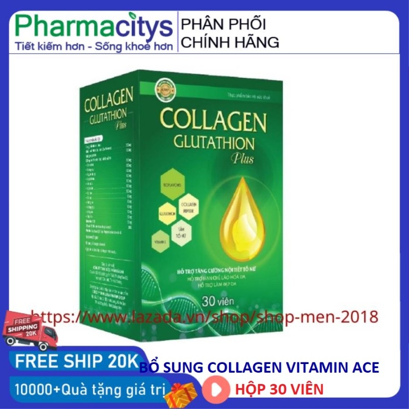 Collagen uống đẹp da giảm lão hóa Collagen Glutathion Plus hộp 30 viên HSD 2023