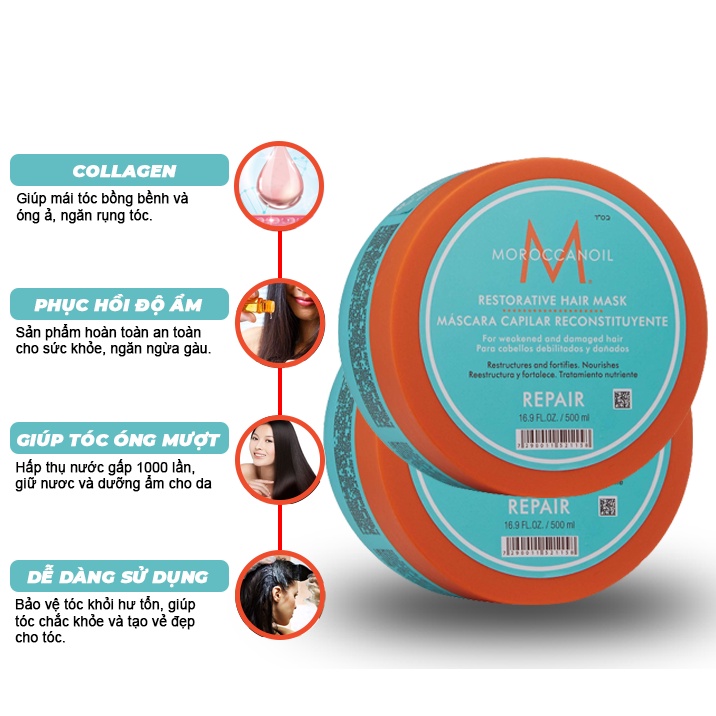 Kem Hấp Ủ Tóc MOROCCANOIL- Phục Hồi Tóc Hư Tổn