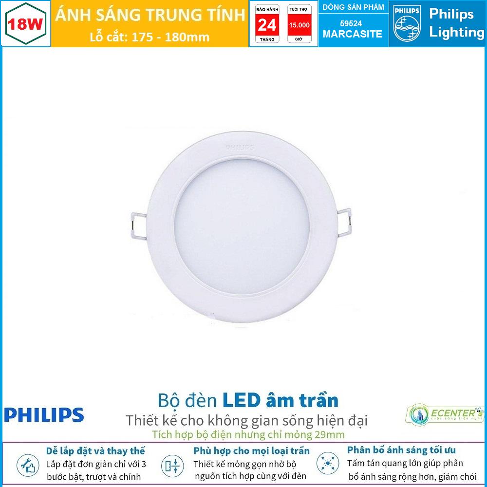 Đèn Led Âm trần 16W Philips Downlight 59531 MARCASITE D175 ( Ánh Sáng Trắng & Trung Tính & Vàng )