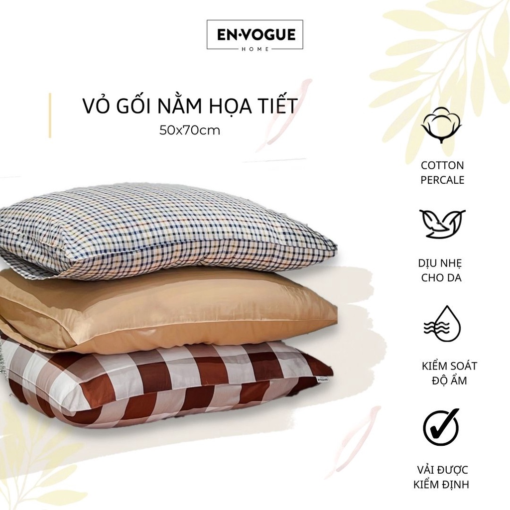 Vỏ gối họa tiết lụa tơ tằm COTTON PERCALE Envogue Home ( 50x70cm ) - 1 chiếc