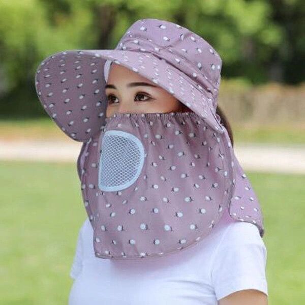 Nón Rộng Vành kèm Khẩu Trang Chống Nắng Che Kín mặt, Che Cổ Chống Tia UV Cực Tốt