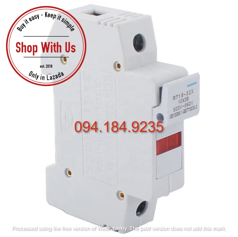 Cầu chì hộp RT18-32X -  Cầu Chì Sứ 10x38mm 500V - Bộ cầu chì sứ RT18-32X có đèn 1P gồm vỏ chì và ruột chì sứ