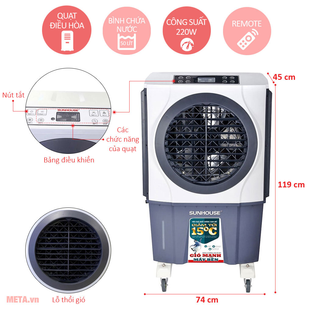 quạt điều hòa sunhouse shd7752