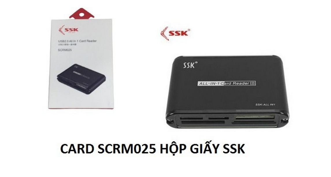 Đầu đọc thẻ nhớ ssk hộp sắt/giấy đọc được tất cả các loại thẻ nhớ, card reader ssk