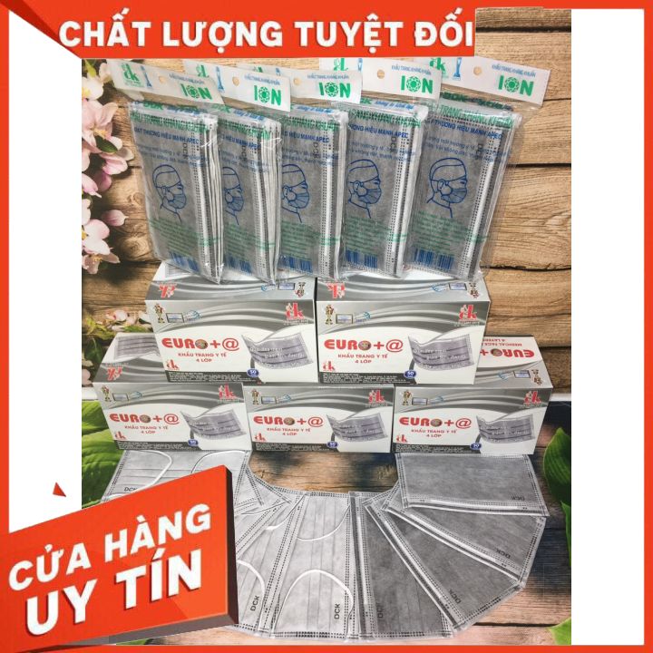 Khẩu trang y tế euro+@ xám 4 lớp