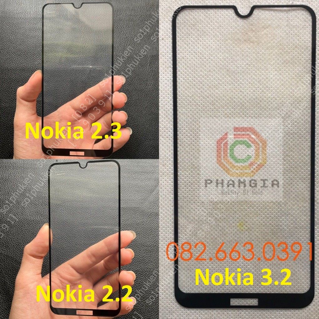Kính cường lực Nokia 2.2/ Nokia 2.3 / Nokia 3.2 full màn hình, không chấm liti