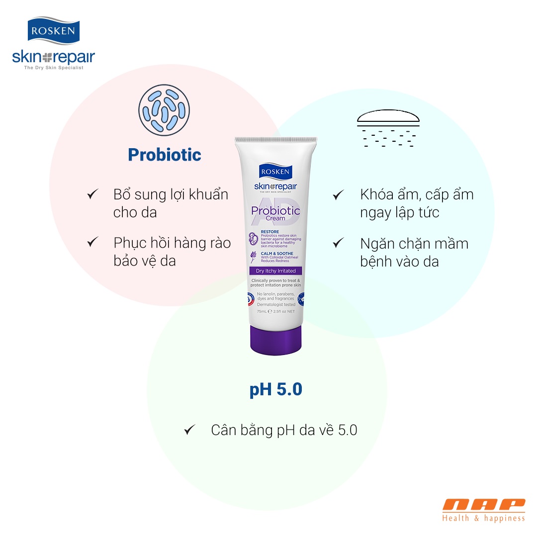 Kem chăm sóc da chàm sữa Rosken AD Probiotic 400ml