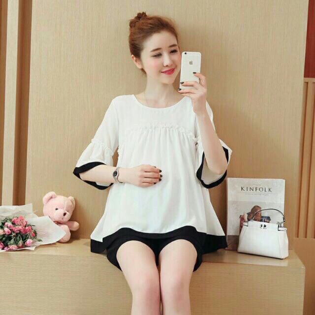 Áo bầu thu quảng châu cổ tròn xinh