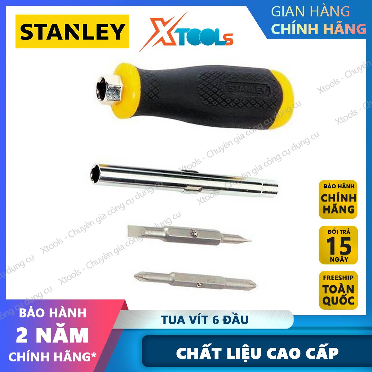 Stanley stht68012-8 6 heads multi-purpose screwdriver set plastic chrome kandium alloy steel screwdriver with durable rubber. 4 piece screwdriver set