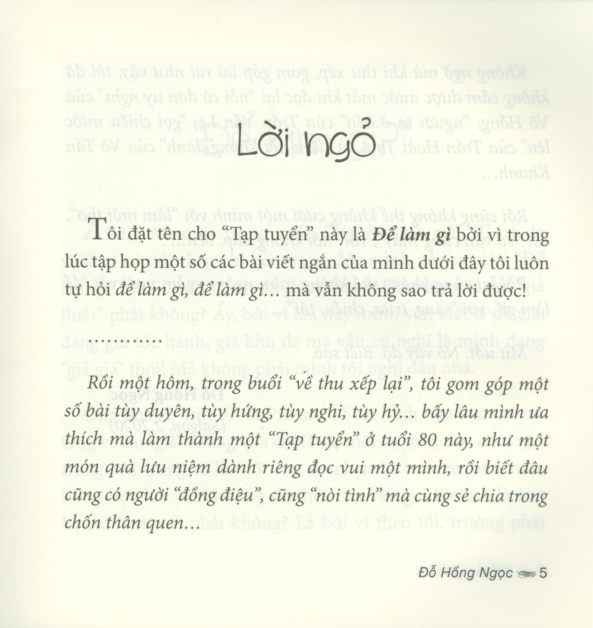 Để Làm Gì - Tạp Bút
