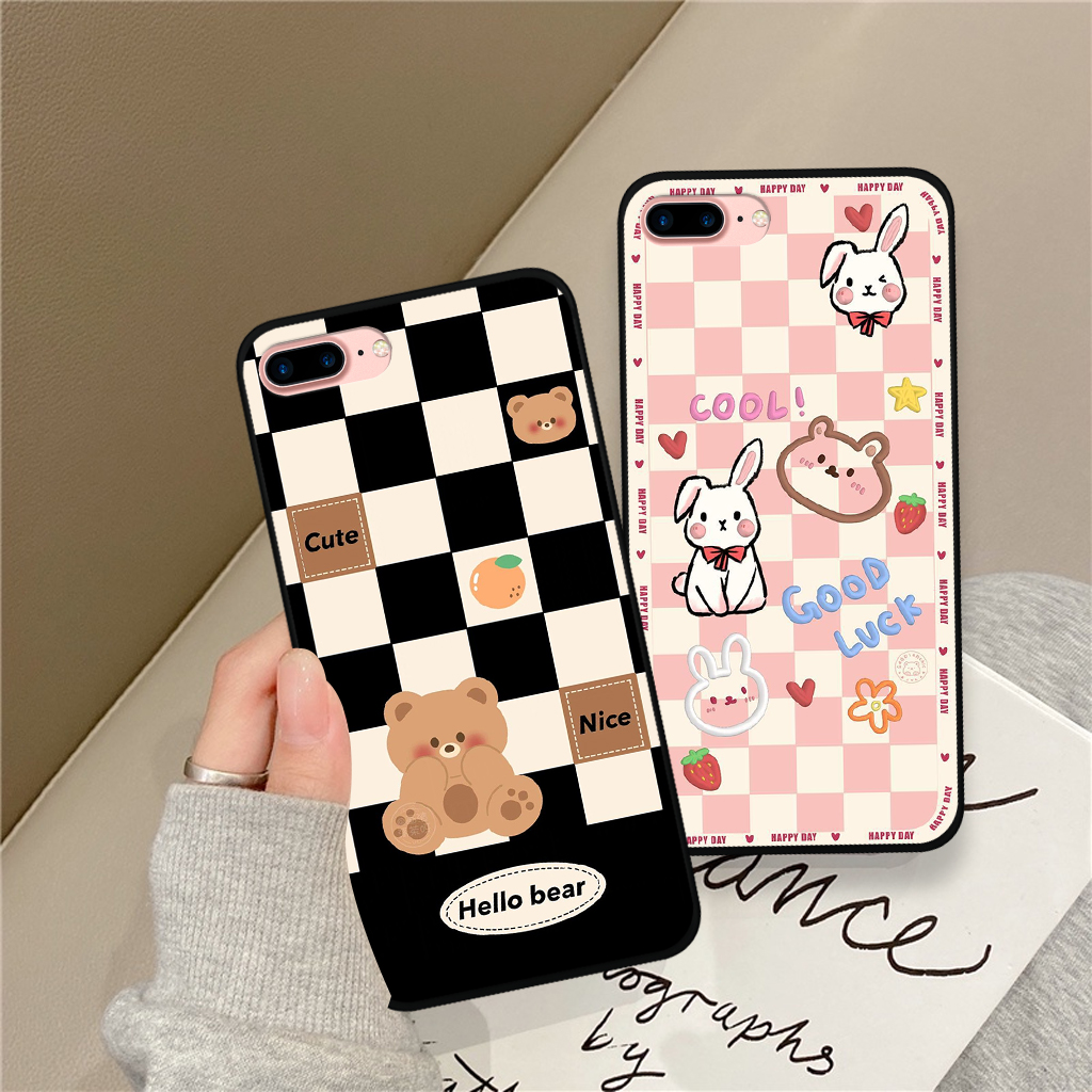 Ốp lưng iphone 7 plus/ 8 plus hình caro gấu, vịt thời trang, dễ thương