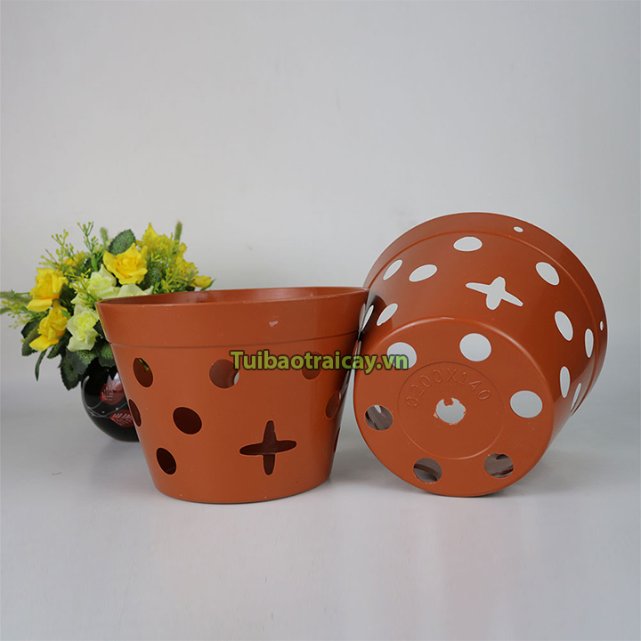Chậu nhựa giả gốm trồng lan phi 20cm