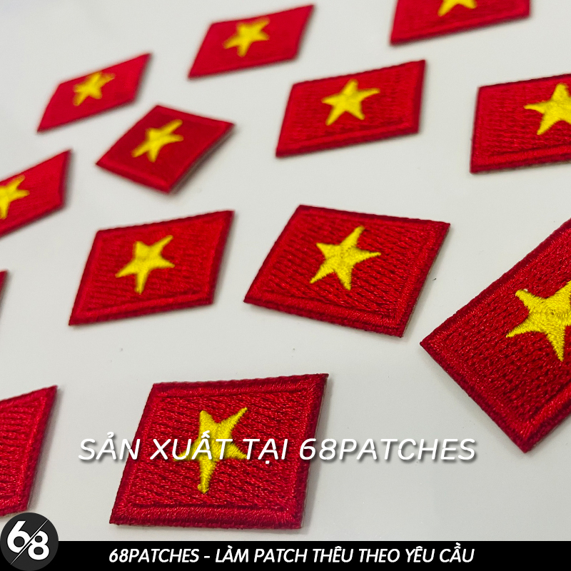 Patch vải thêu logo cờ Việt Nam (mẫu nhỏ 3x2cm) ủi nhiệt D14