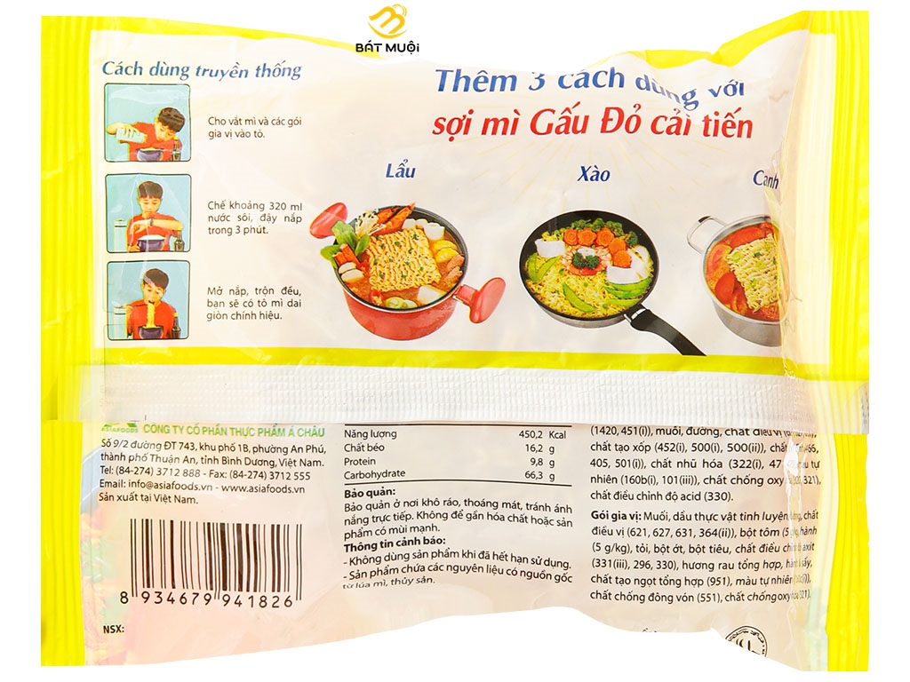 Mì Gấu đỏ 63g - Thùng 30 gói - CTY BÁT MUỘI
