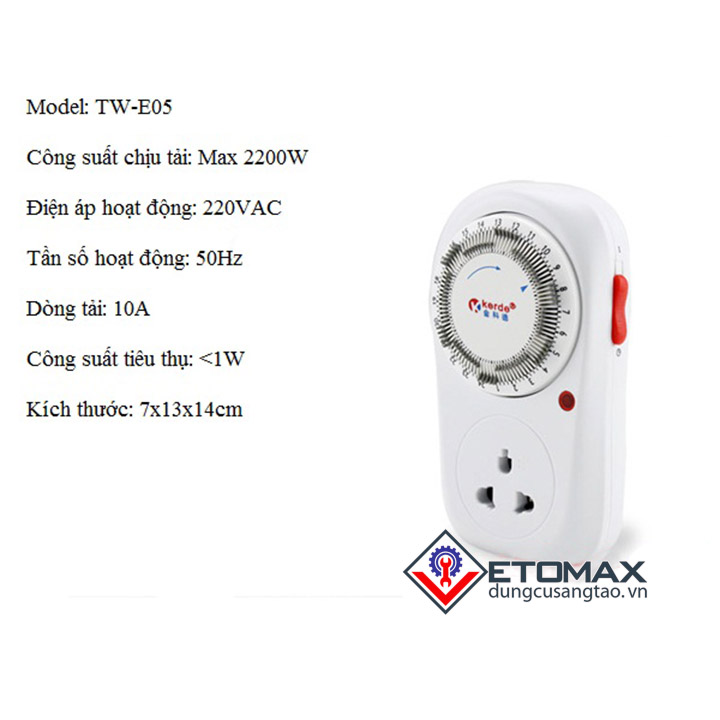 Ổ cắm hẹn giờ lập trình cơ Kerde TW-E05