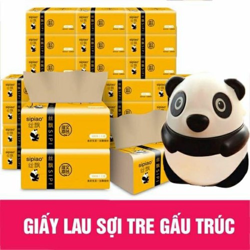 COMBO 5 GÓI KHĂN GIẤY GẤU TRÚC SIPIAO SIÊU MỊN KHÔNG TẨY TRẮNG KHĂN GIẤY TỰ NHIÊN CÓ ĐỘ DAI TỰ NHIÊN THẤM NƯỚC KHÔNG RÁCH NÁT