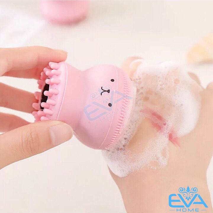 [HCM]Cọ Rửa Mặt Bạch Tuộc Silicon Kèm Đầu Massage
