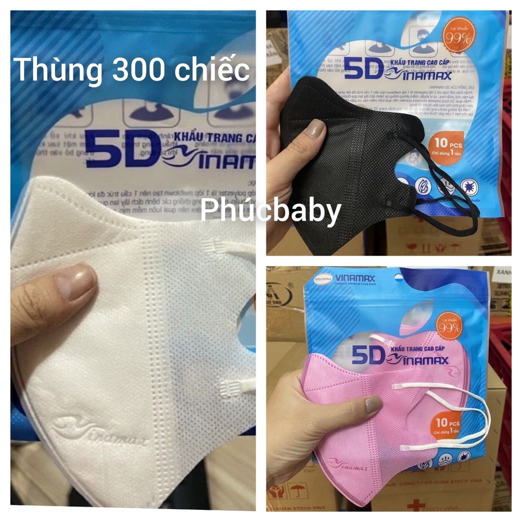 [ Set 200 Cái] Khẩu Trang 5D Vinamax , Hàng Cao Cấp