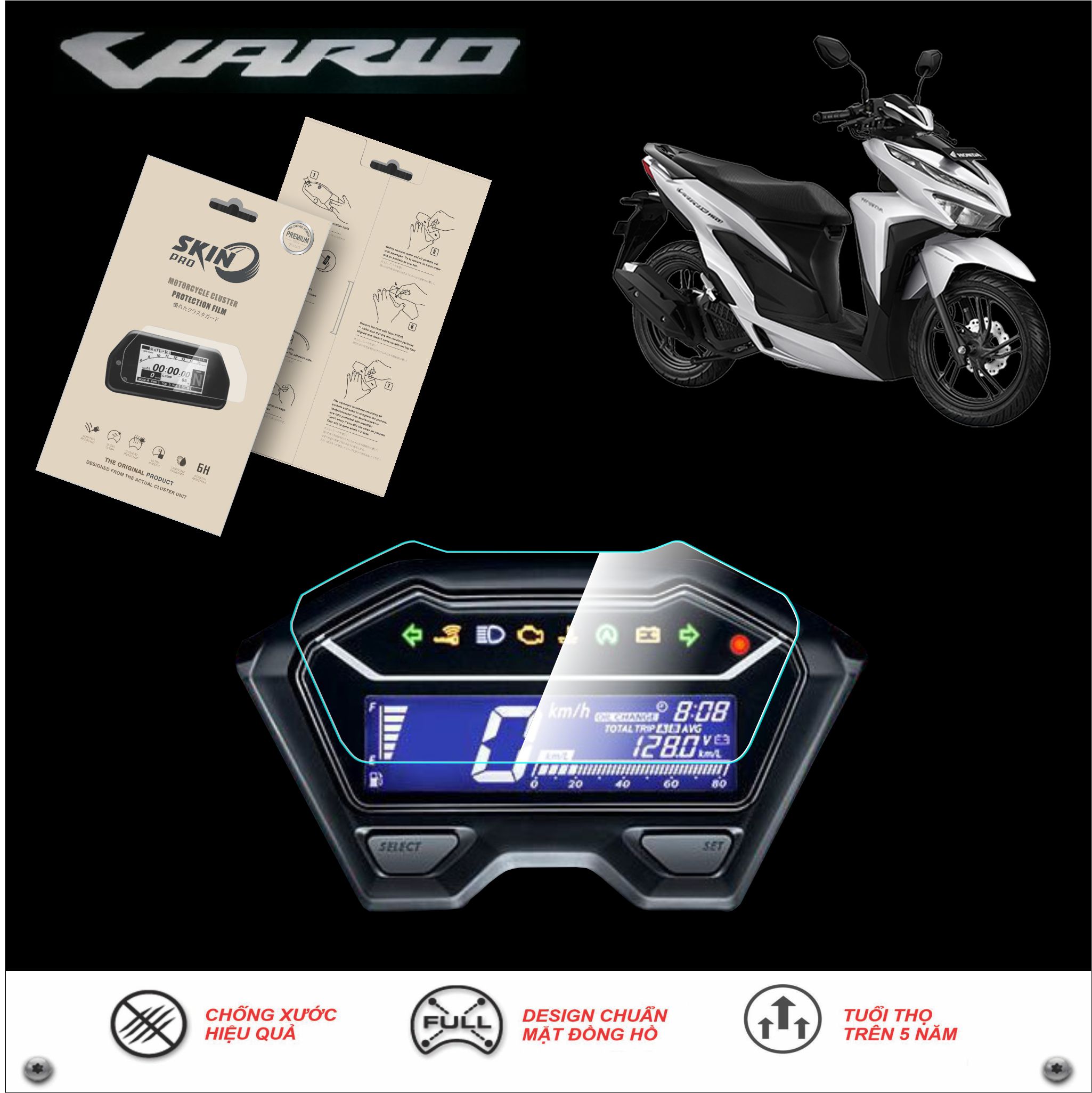 Miếng dán ppf bảo vệ mặt đồng hồ xe vario 160 click 160 2022 2023 - honda vario 125 vario 150 vario 160