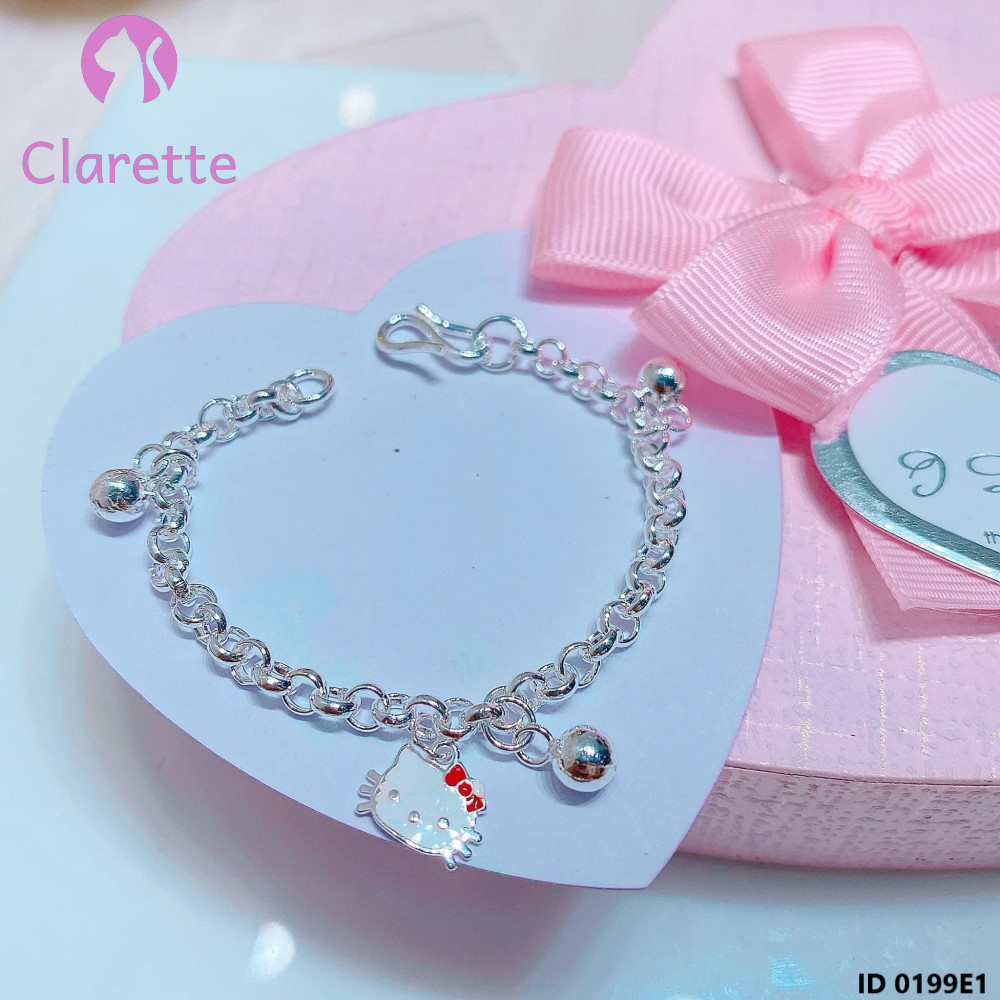 Vòng tay bạc cho bé hình Hello kitty Clarette 0199E