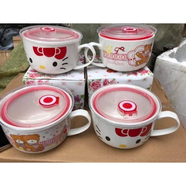 Ca mỳ sứ có nắp hút chân không có tay cầm