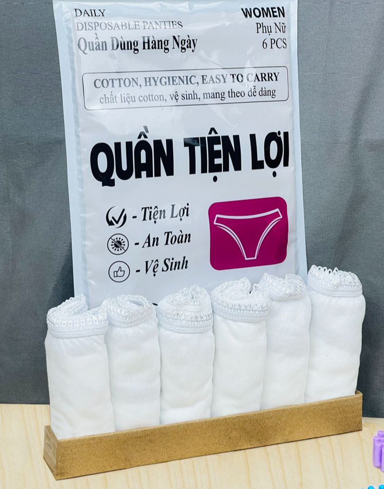 Quần lót giấy Nữ 100% chất liệu cotton dùng 1 lần,Quần Tiện Lợi dùng khi đi du lịch dã ngoại, mẹ bầu đi sinh