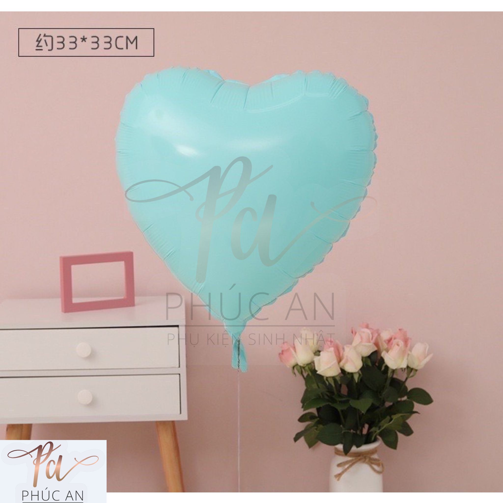 Bóng kiếng nhôm 45cm hình trái tim trang trí sinh nhật, trang trí phòng cưới