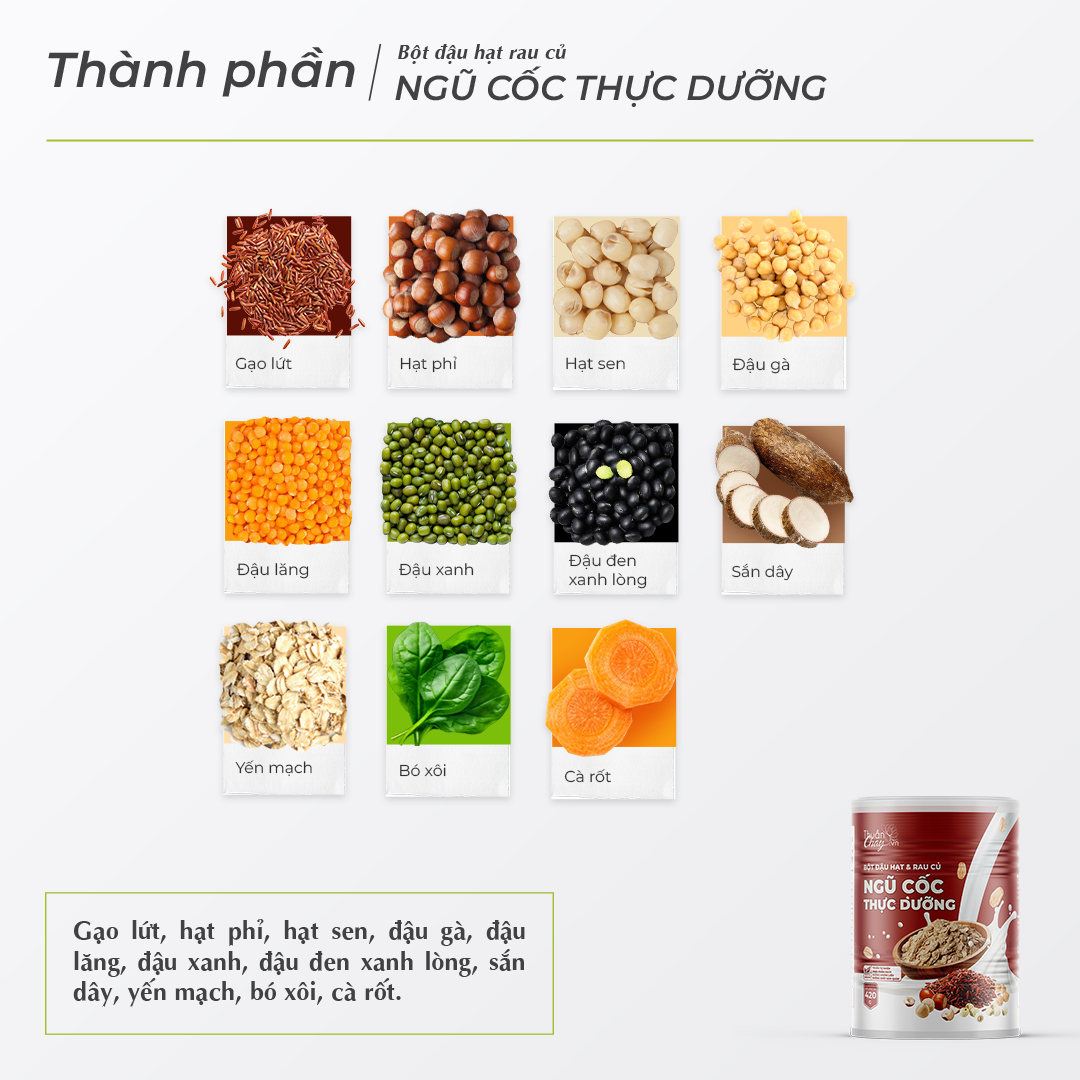 Bột đậu hạt & rau củ NGŨ CỐC  THỰC DƯỠNG 420g