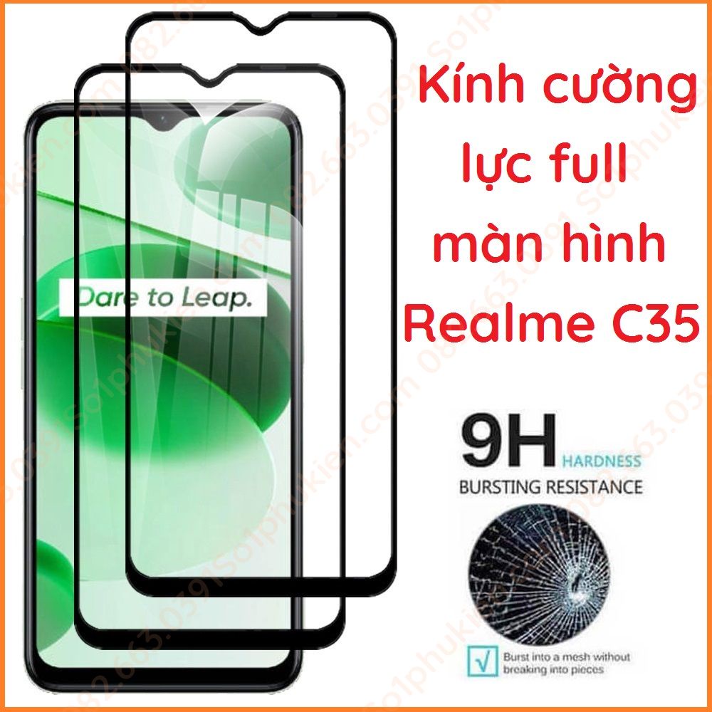 Kính cường lực Realme C35 / Narzo 50A Prime full keo full màn hình , siêu chuẩn