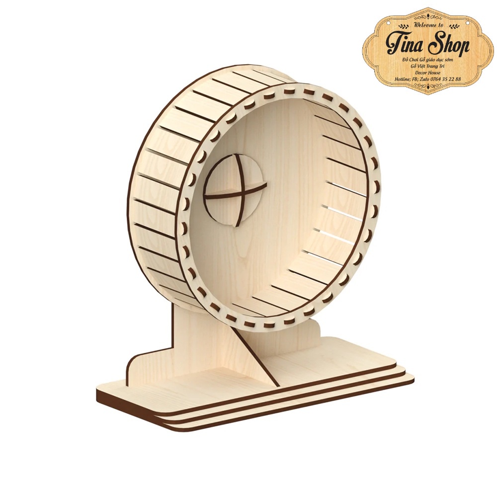 Wheel/Vòng Quay Chạy Gỗ Tự Lắp Ráp Cho Hamster size 17.5*21.8*6cm