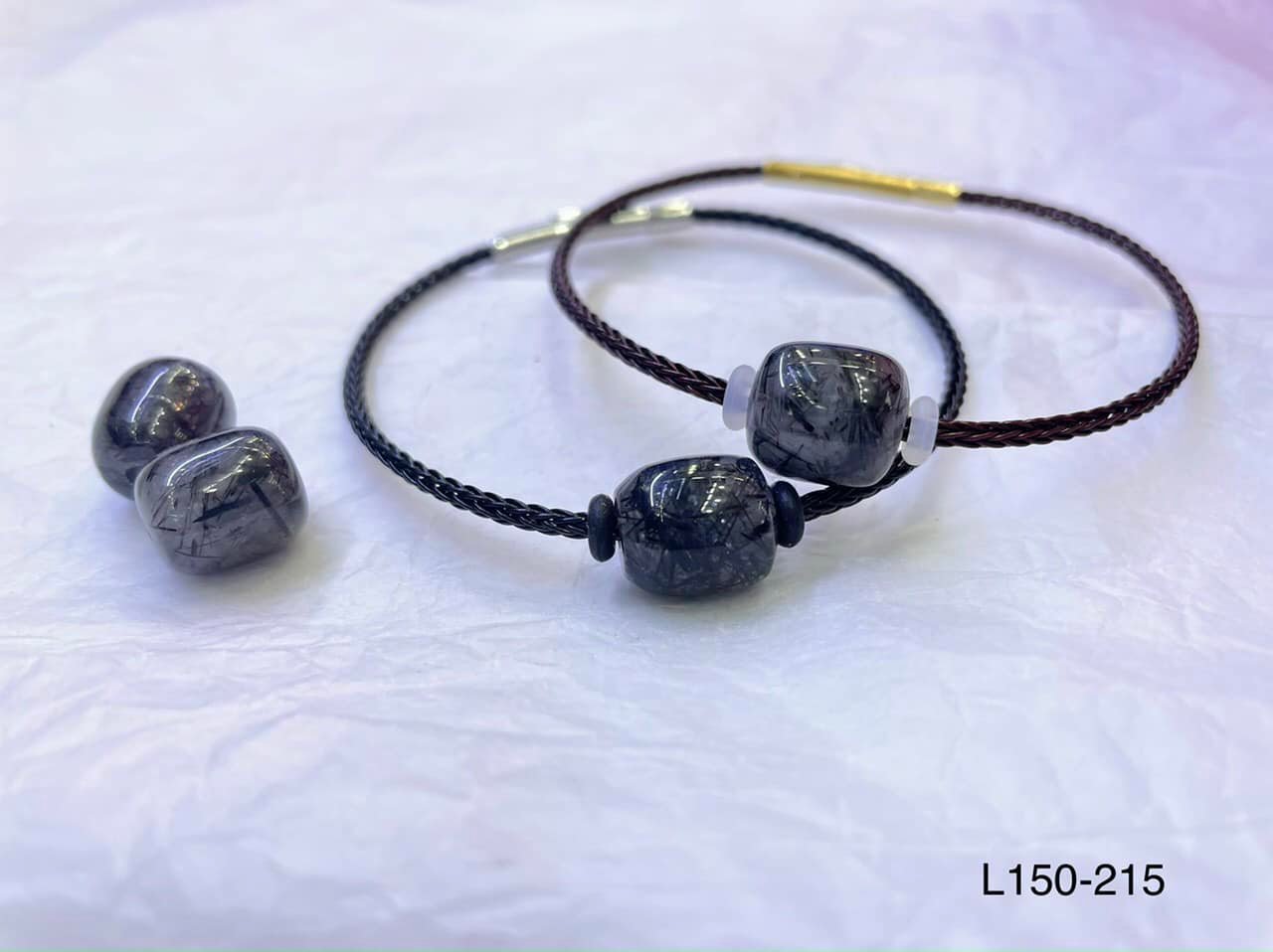 Lắc tay lu thống thạch anh tóc đen thiên nhiên