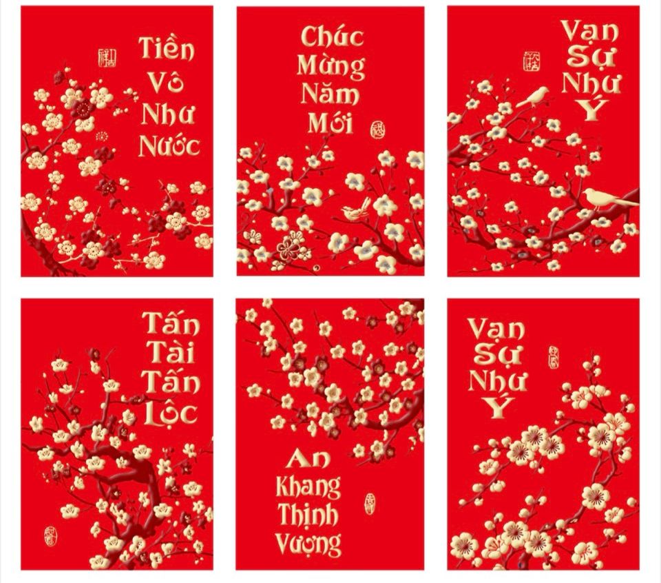 60 Cái bao lì xì nhung cao cấp nhiều hình( size vừa)